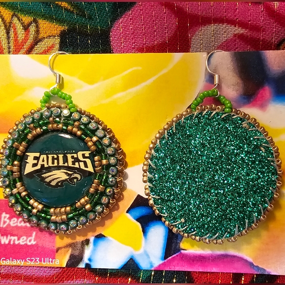 Native American Beaded Powwow Earrings. Team Earrings. - Picture 2 of 2